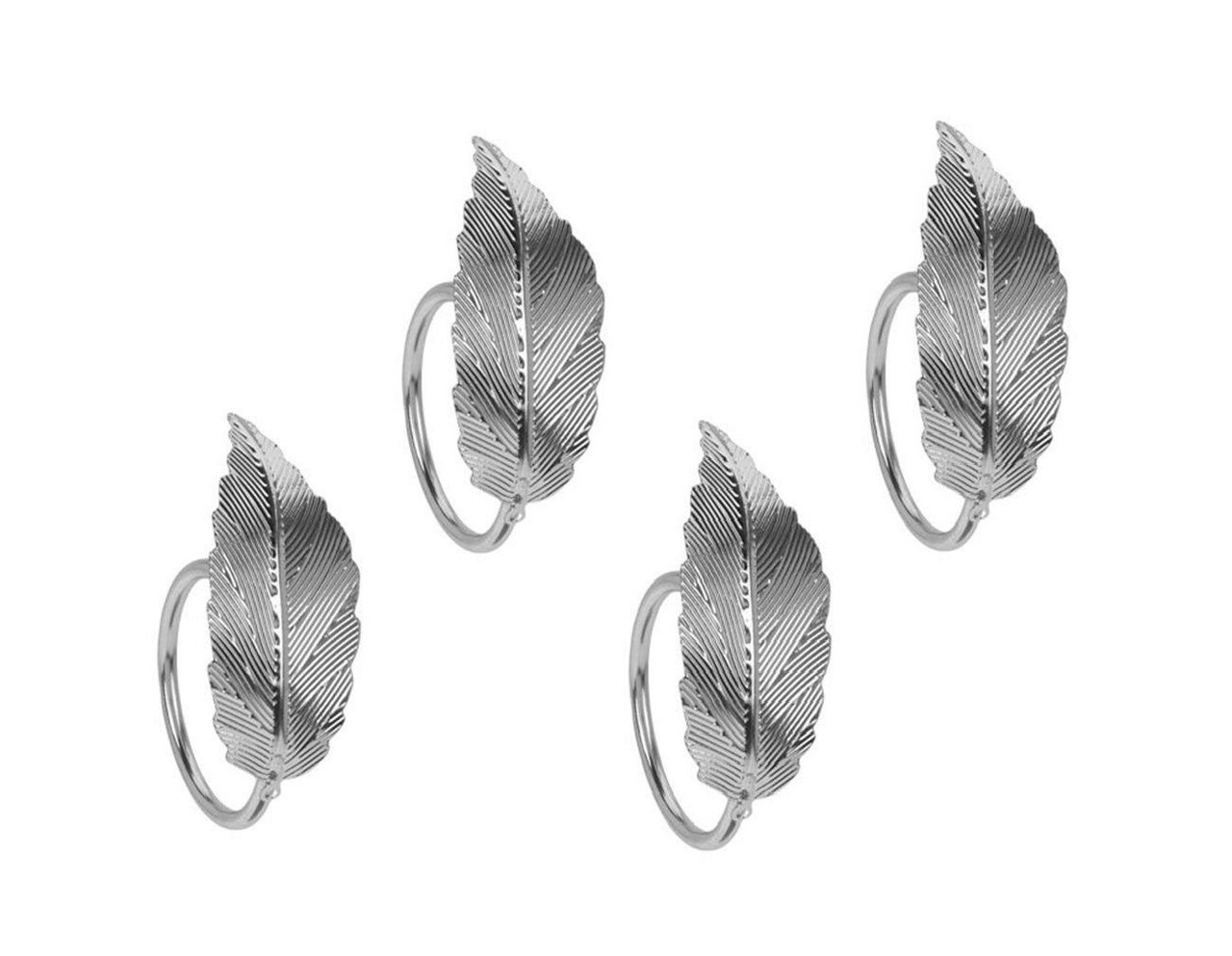 Set 4 inele pentru servetele Leaf V3, 4.5 x 3 cm, metal, argintiu - imagine 3